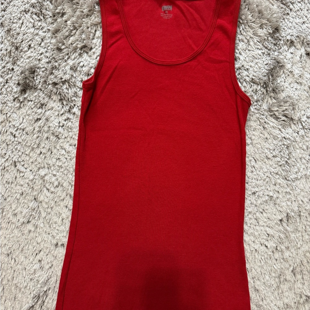 Soffe Red Fitted Sleeveless Tank Top